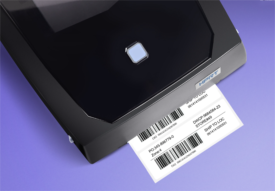 A label being printed from a طابعة الباركود