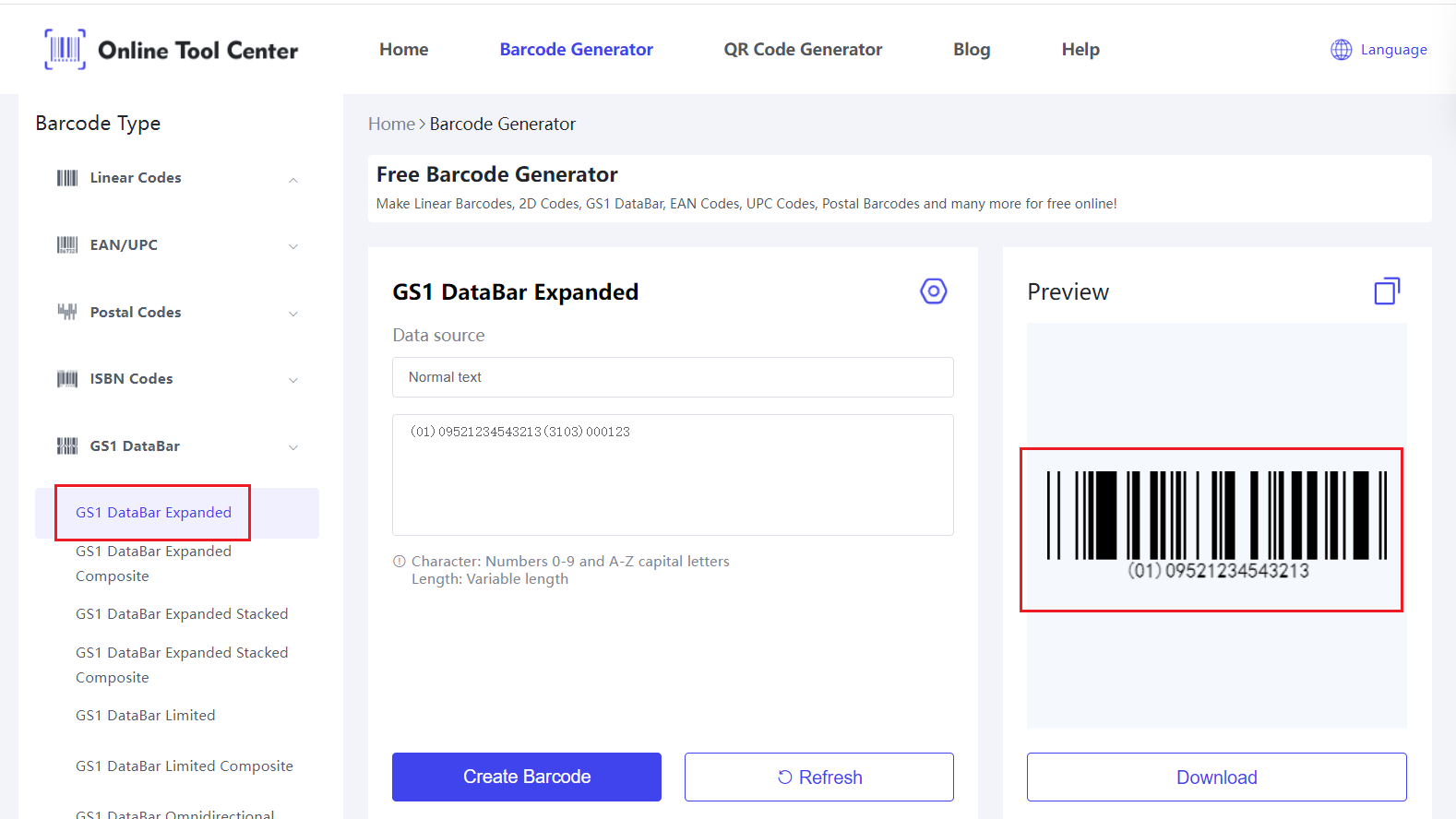 توليد GS1 شريط البيانات التوسع .