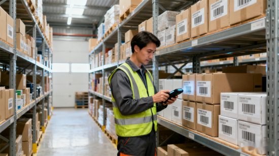 barcode scanning in the warehouse مسح الباركود في المستودع