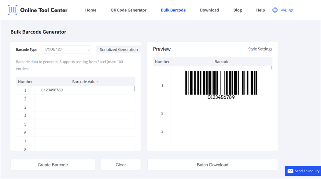 bulk barcode generator مولد الباركود السائبة