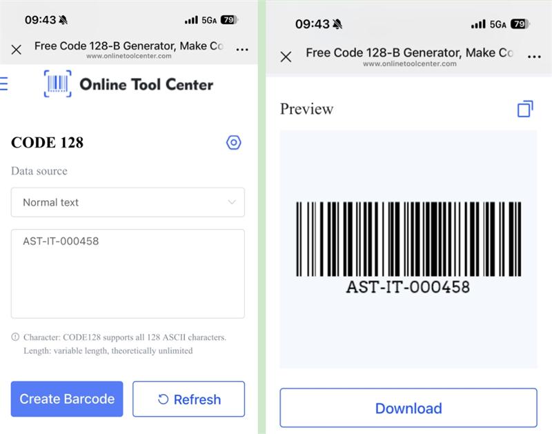 رمز إيراتي 128 باركود