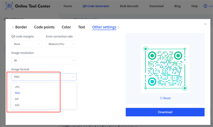 تنسيقات الصور من رموز QR الثابتة