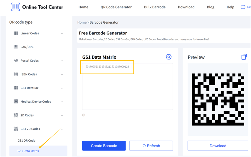إراتي GS1 DataMatrix