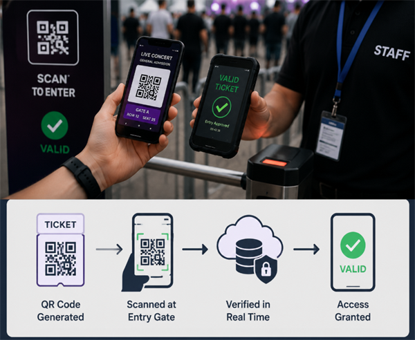 كيف يعمل التحقق من صحة تذكرة رمز QR